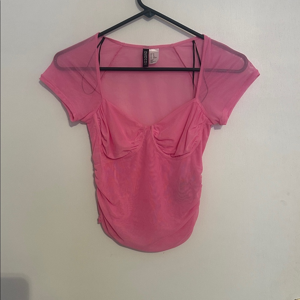 H&M Divided Pink Sheer Top